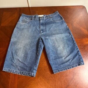 Raw Blue Denim Jean Shorts Mens 38 Hip Hop Baggy Streetwear Y2K